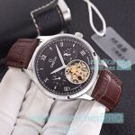 High Quality Omega Moonphase Watch Black Dial Brown Leather Strap